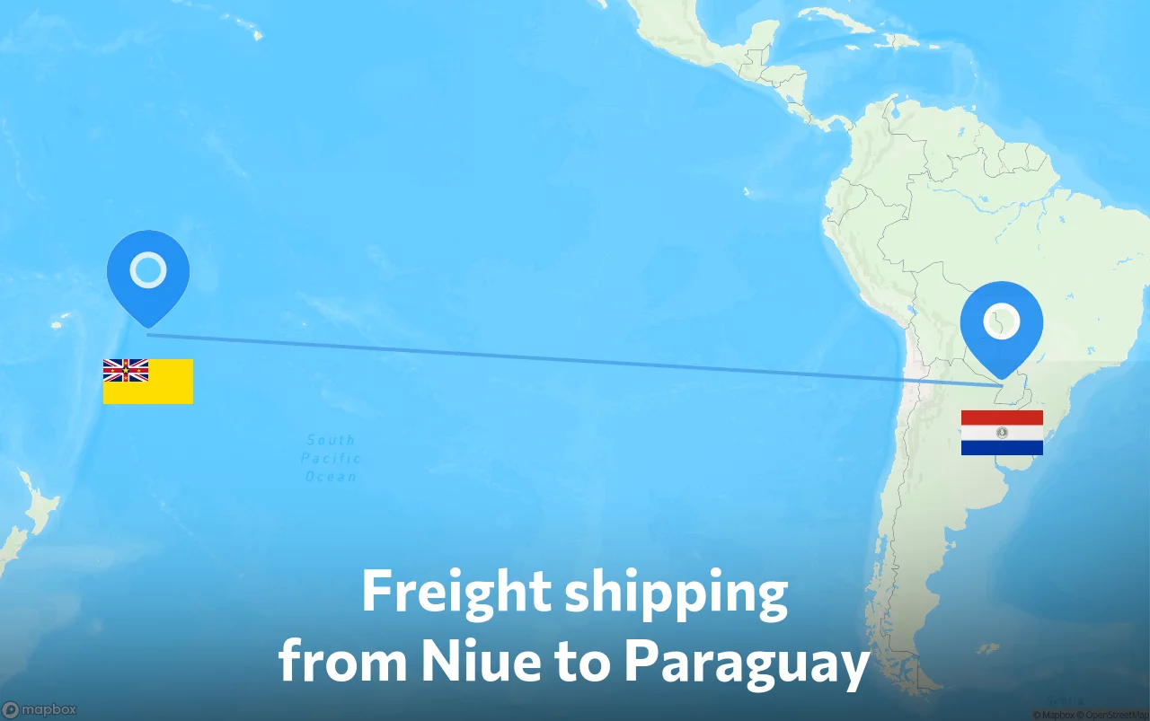 Shipping route from Niue to Paraguay