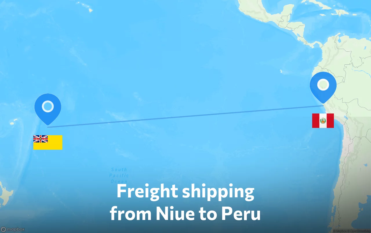 Shipping route from Niue to Peru