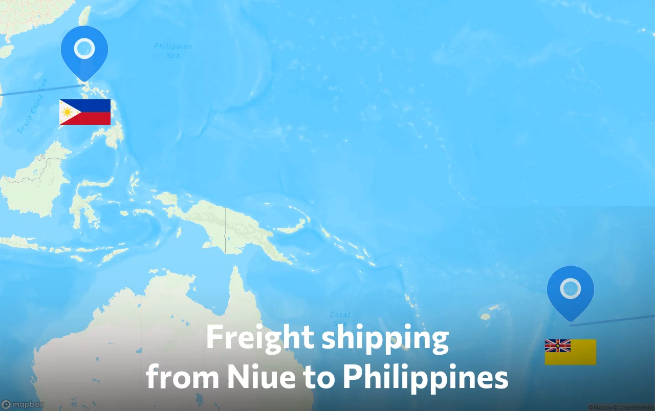Shipping route from Niue to Philippines