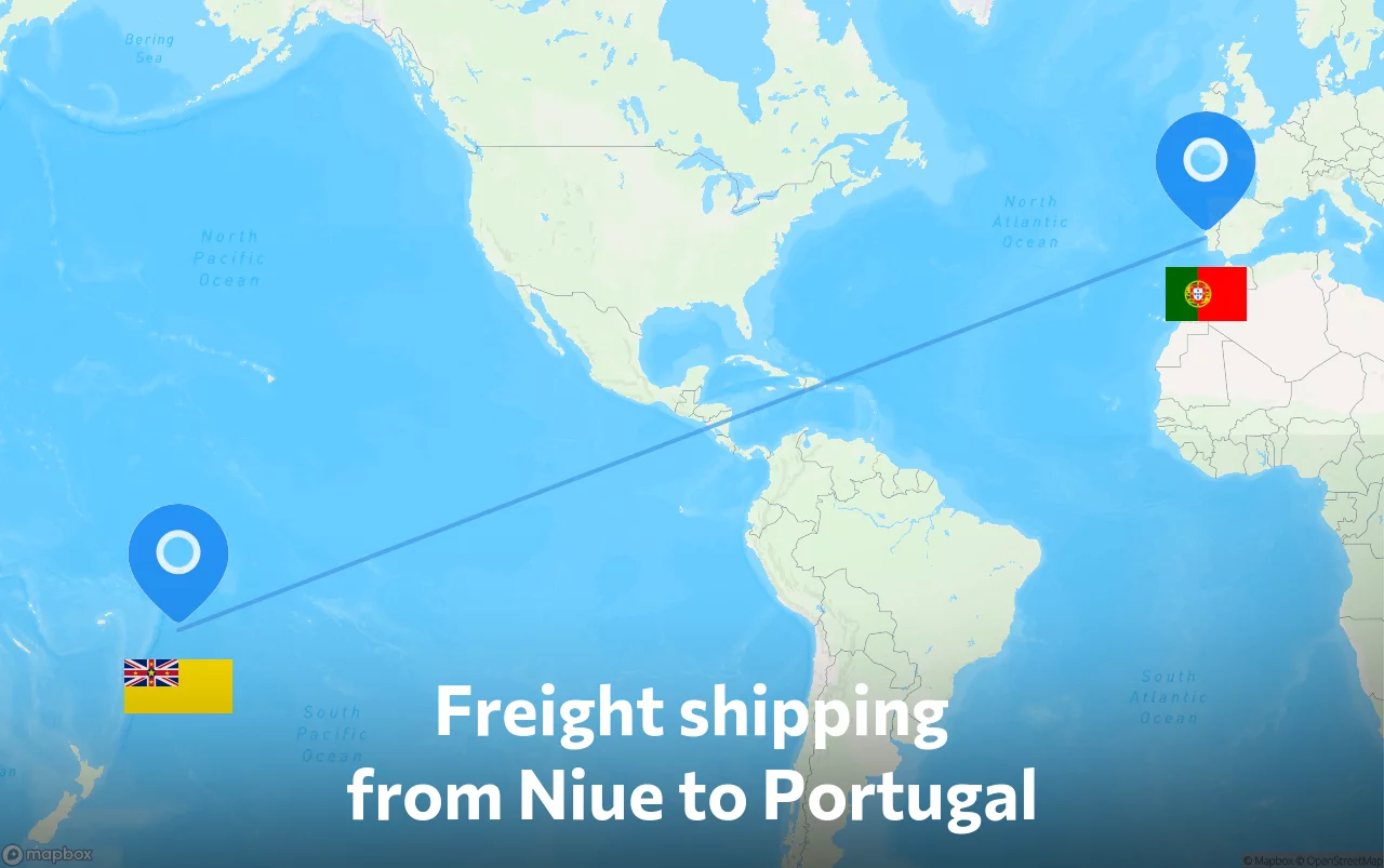 Shipping route from Niue to Portugal