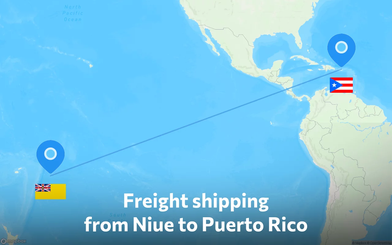 Shipping route from Niue to Puerto Rico