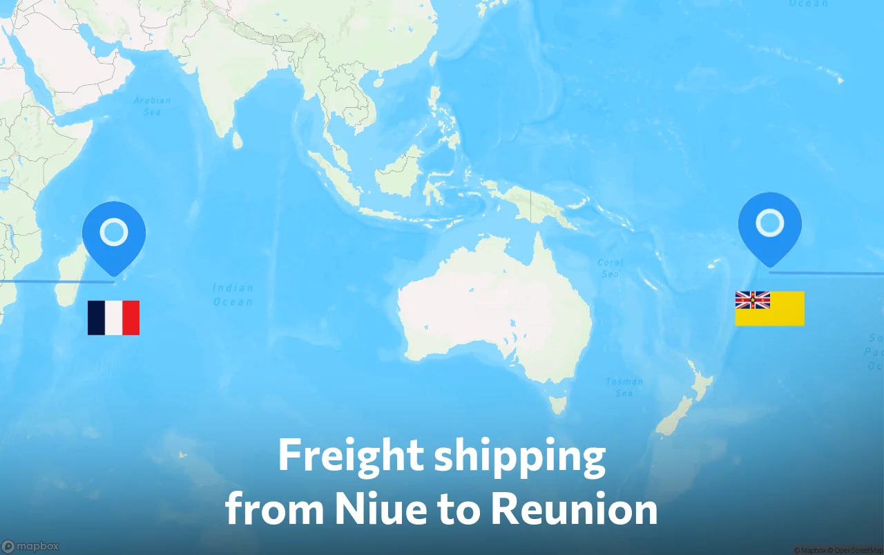Shipping route from Niue to Reunion