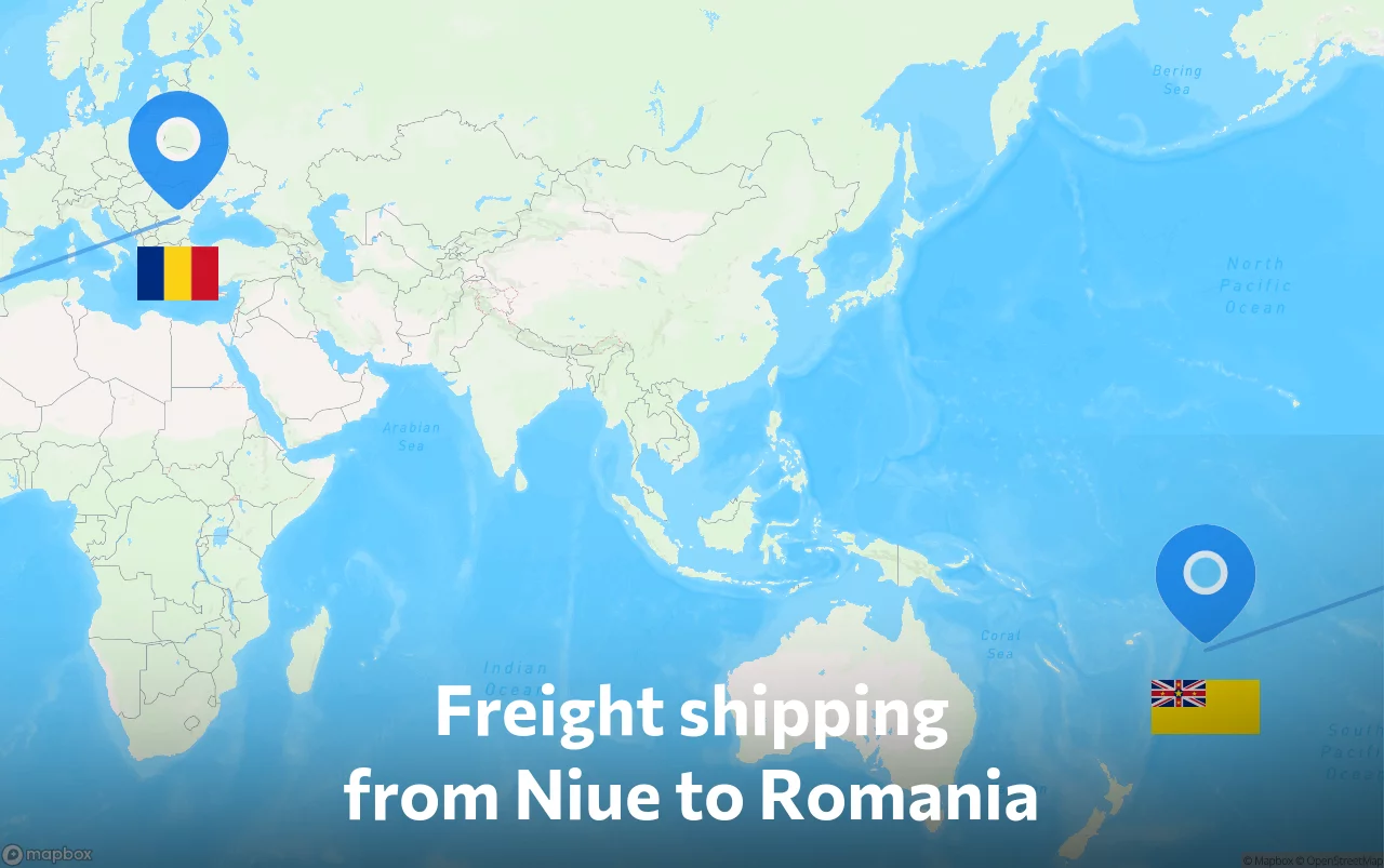 Shipping route from Niue to Romania