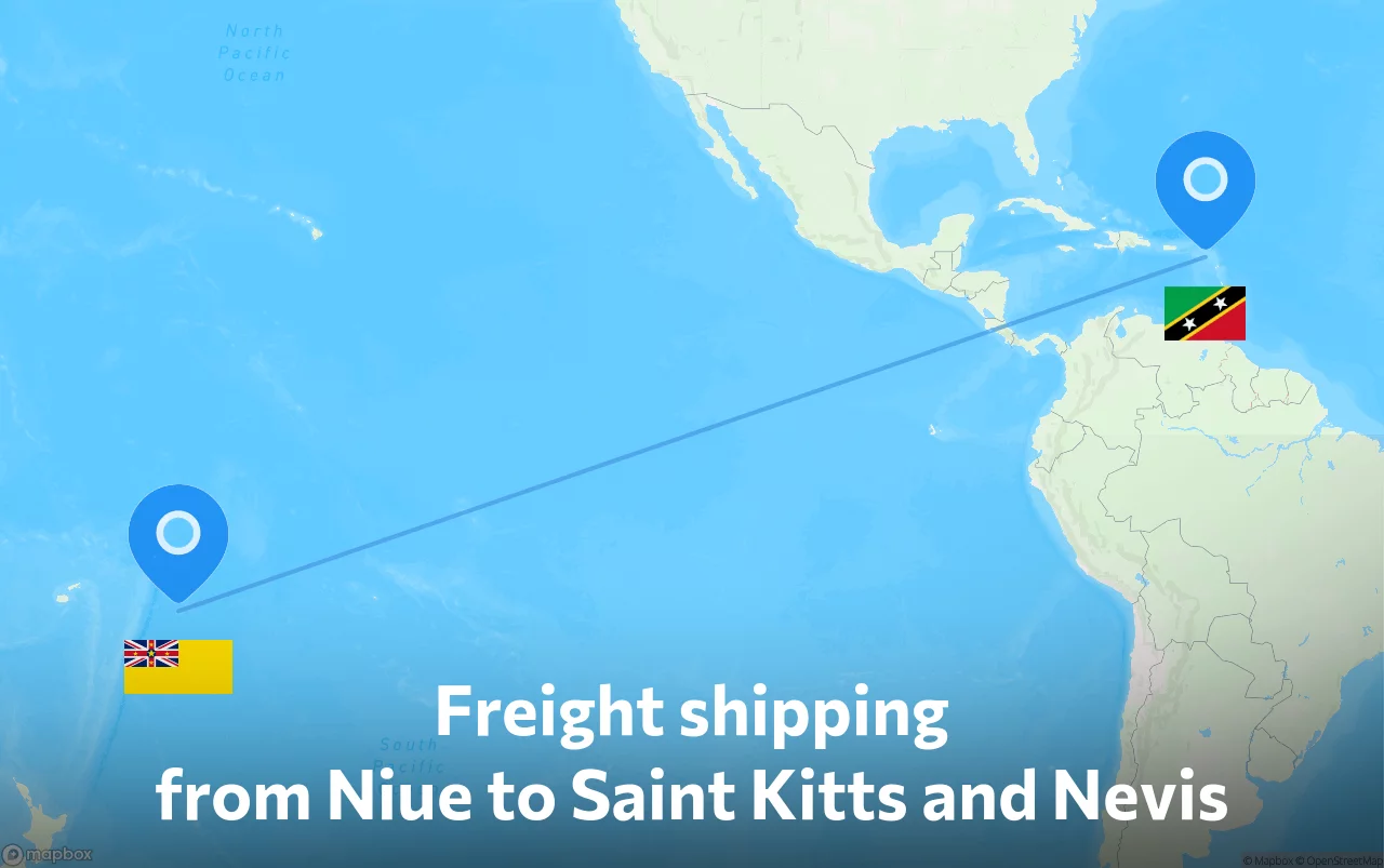 Shipping route from Niue to Saint Kitts and Nevis