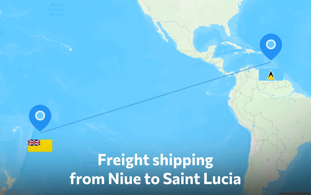 Shipping route from Niue to Saint Lucia