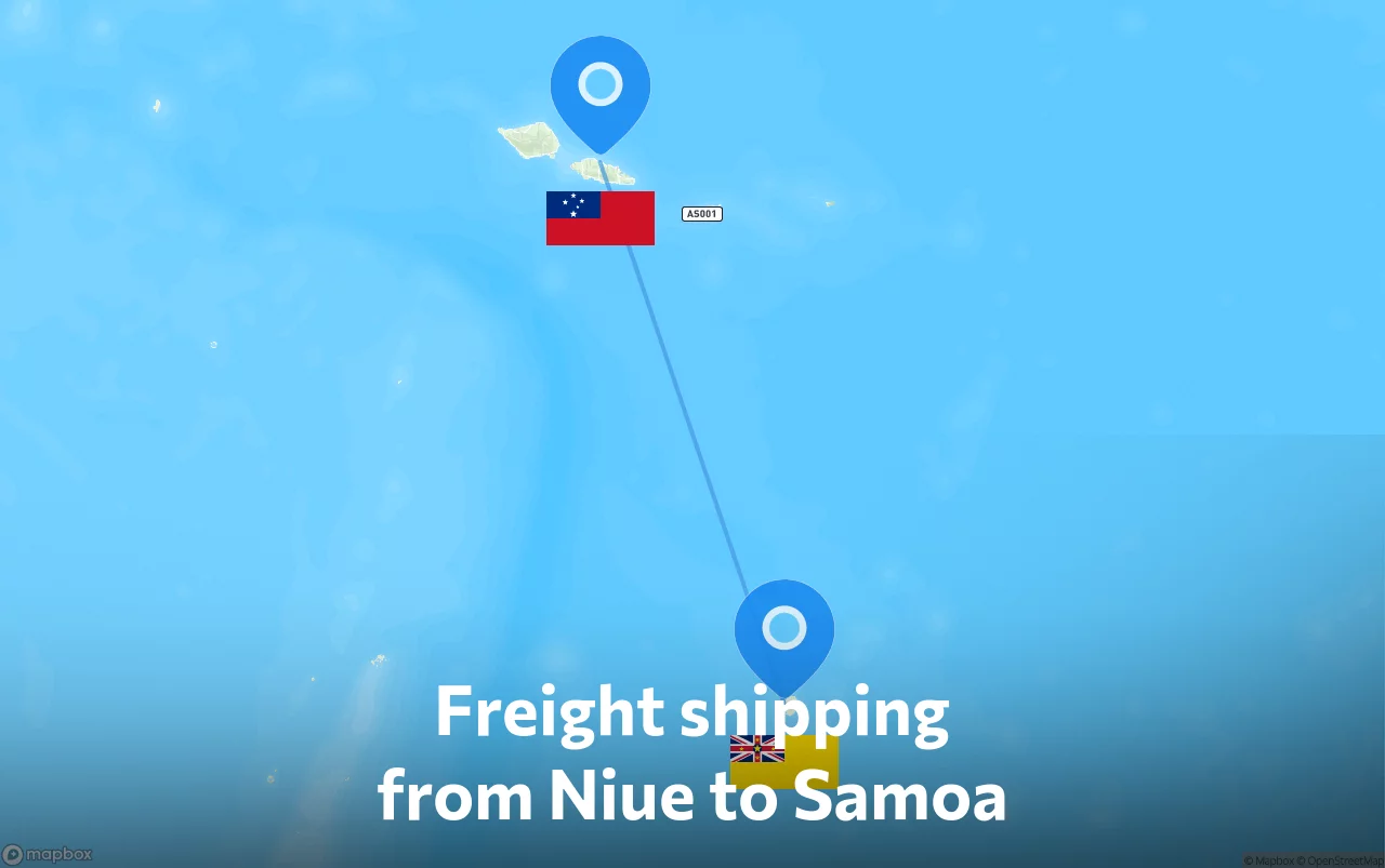 Shipping route from Niue to Samoa