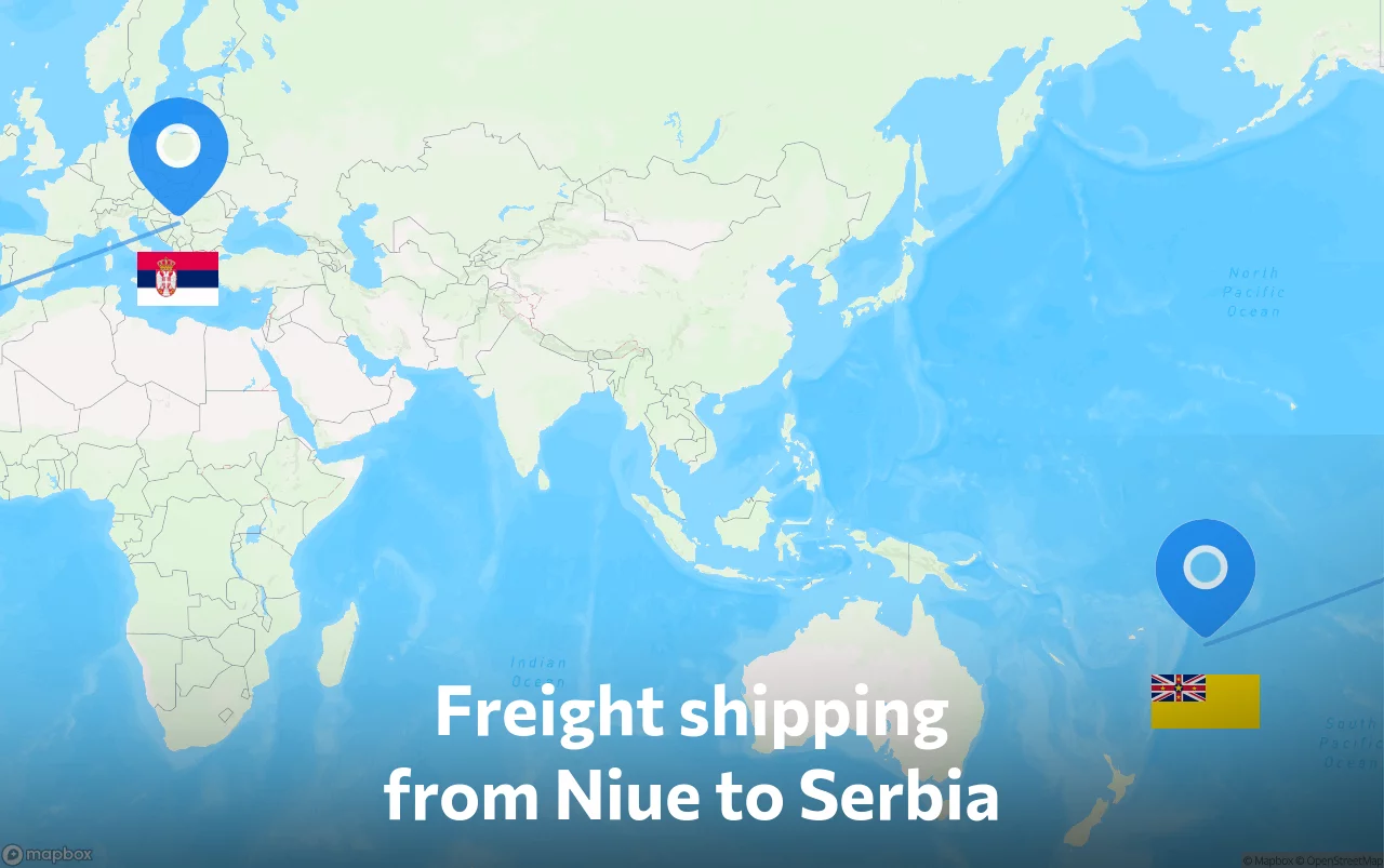 Shipping route from Niue to Serbia