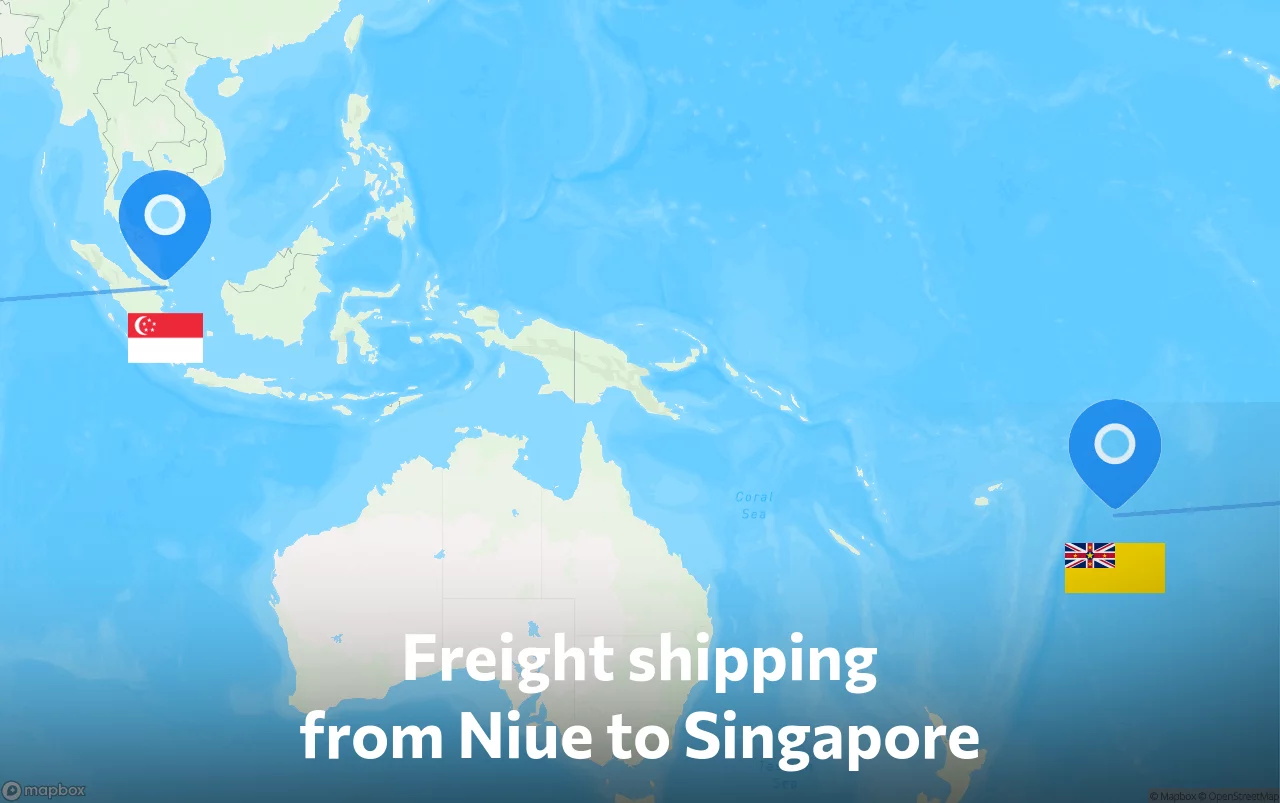 Shipping route from Niue to Singapore