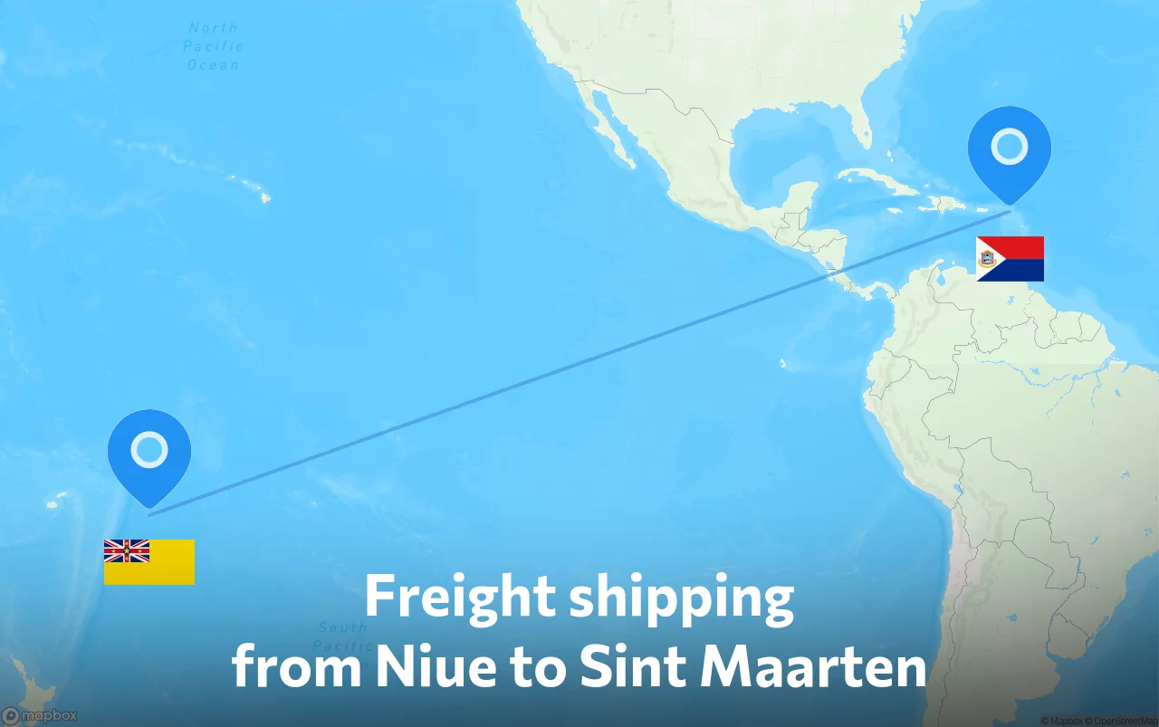 Shipping route from Niue to Sint Maarten