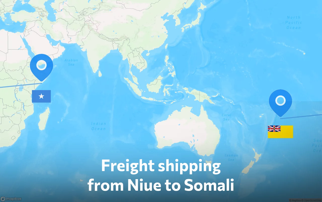 Shipping route from Niue to Somali