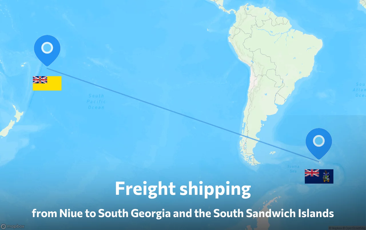 Shipping route from Niue to South Georgia and the South Sandwich Islands