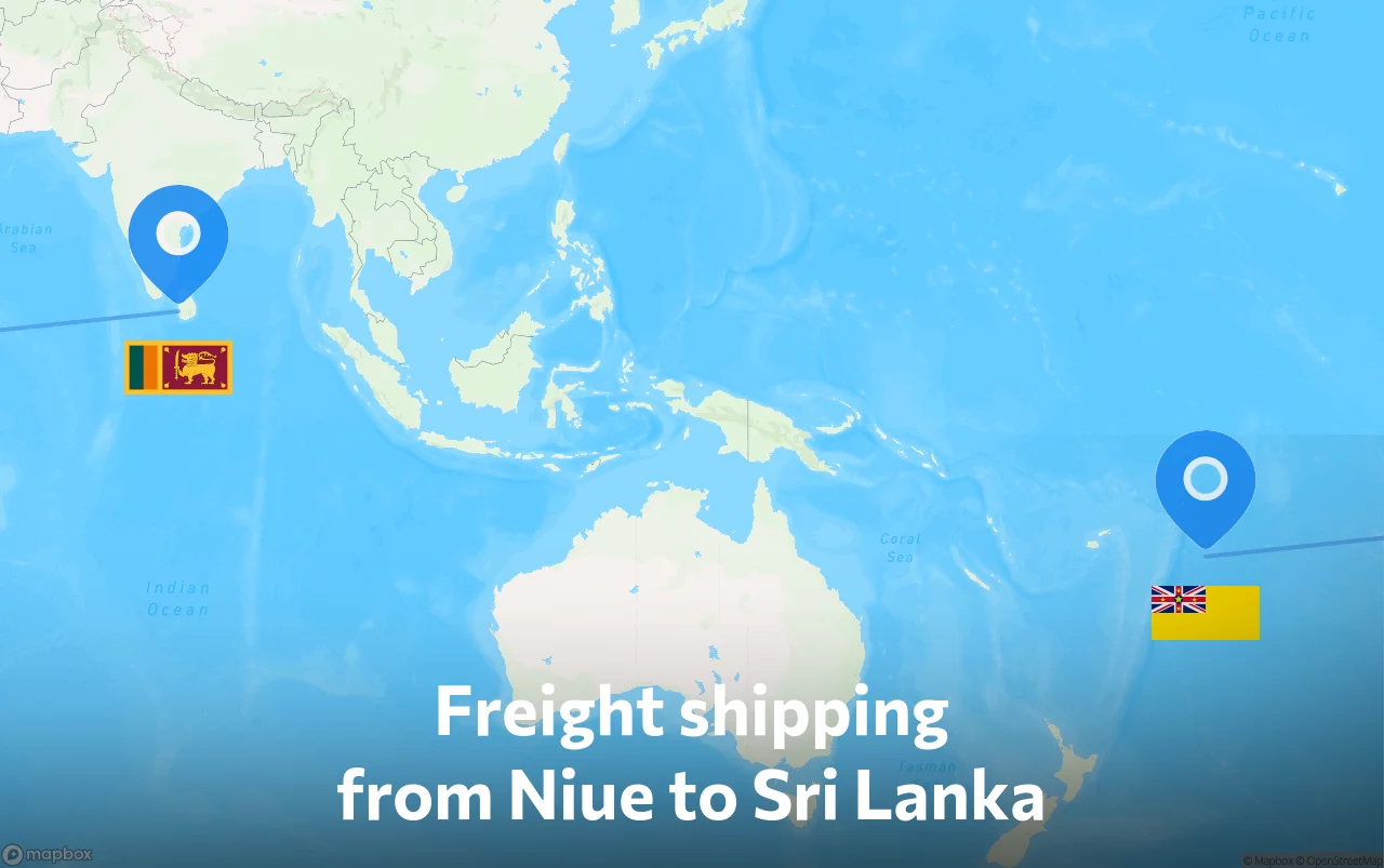 Shipping route from Niue to Sri Lanka