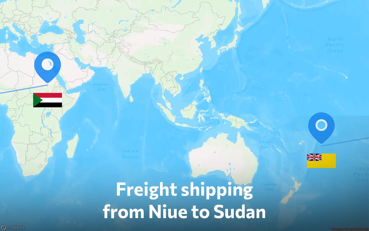 Shipping route from Niue to Sudan