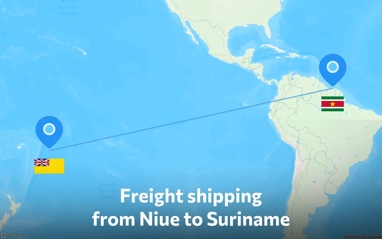 Shipping route from Niue to Suriname