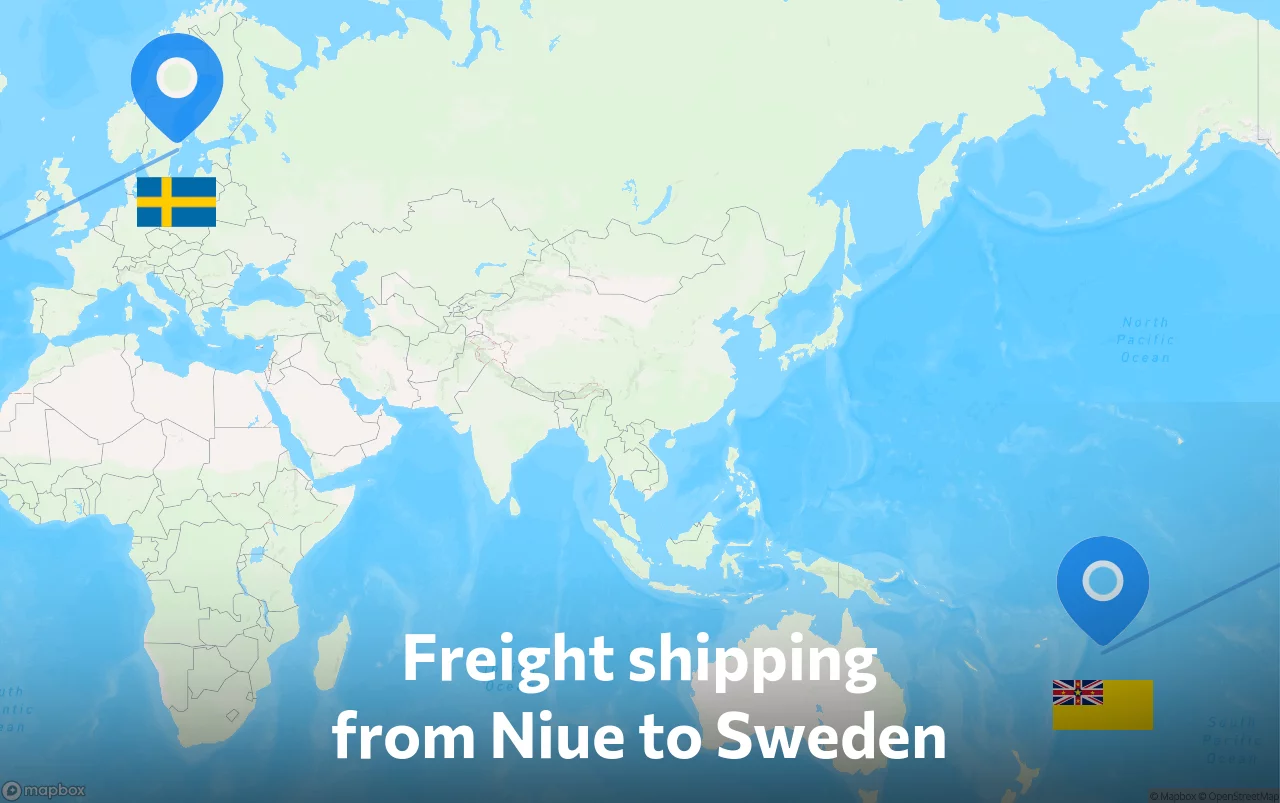 Shipping route from Niue to Sweden