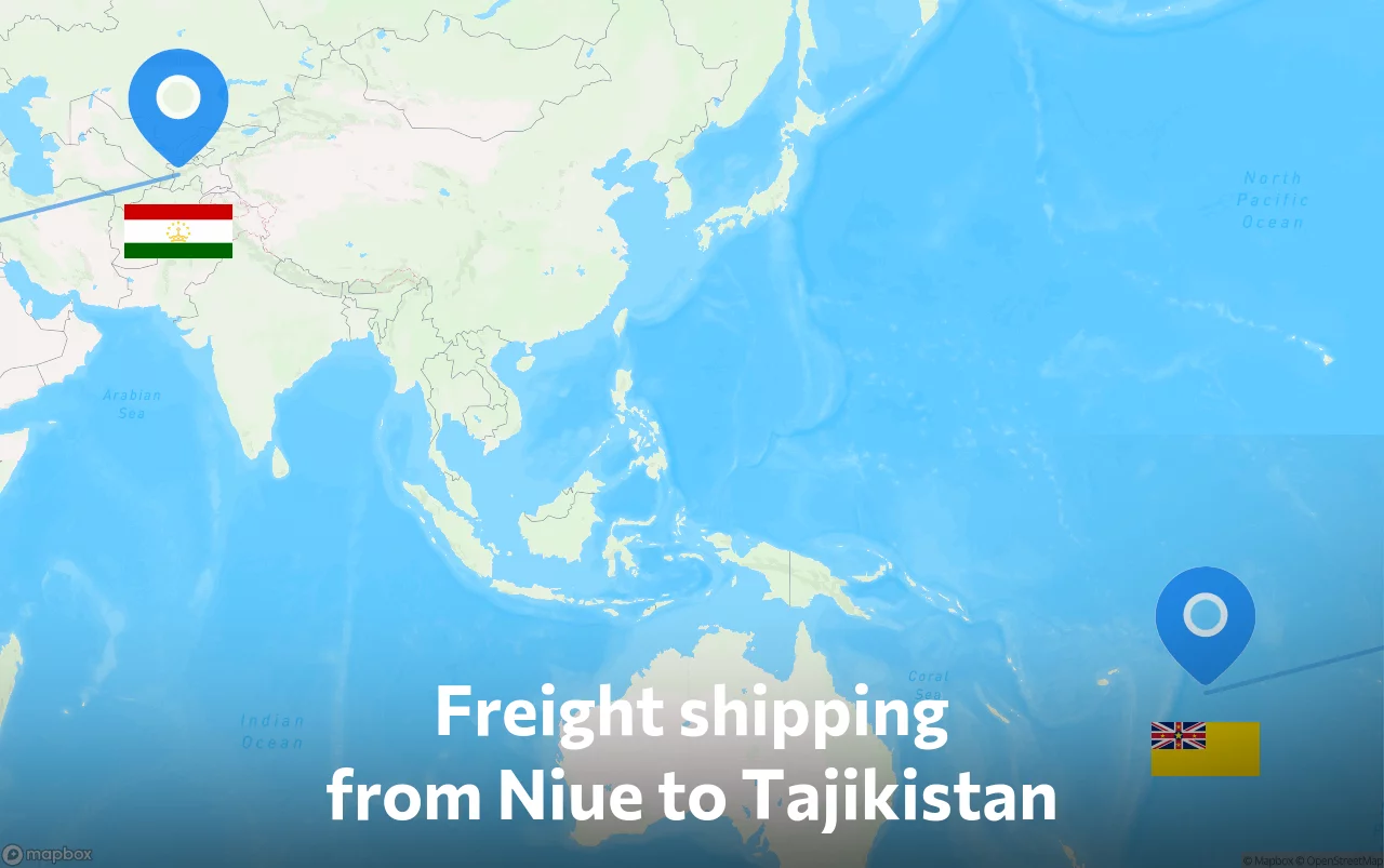Shipping route from Niue to Tajikistan