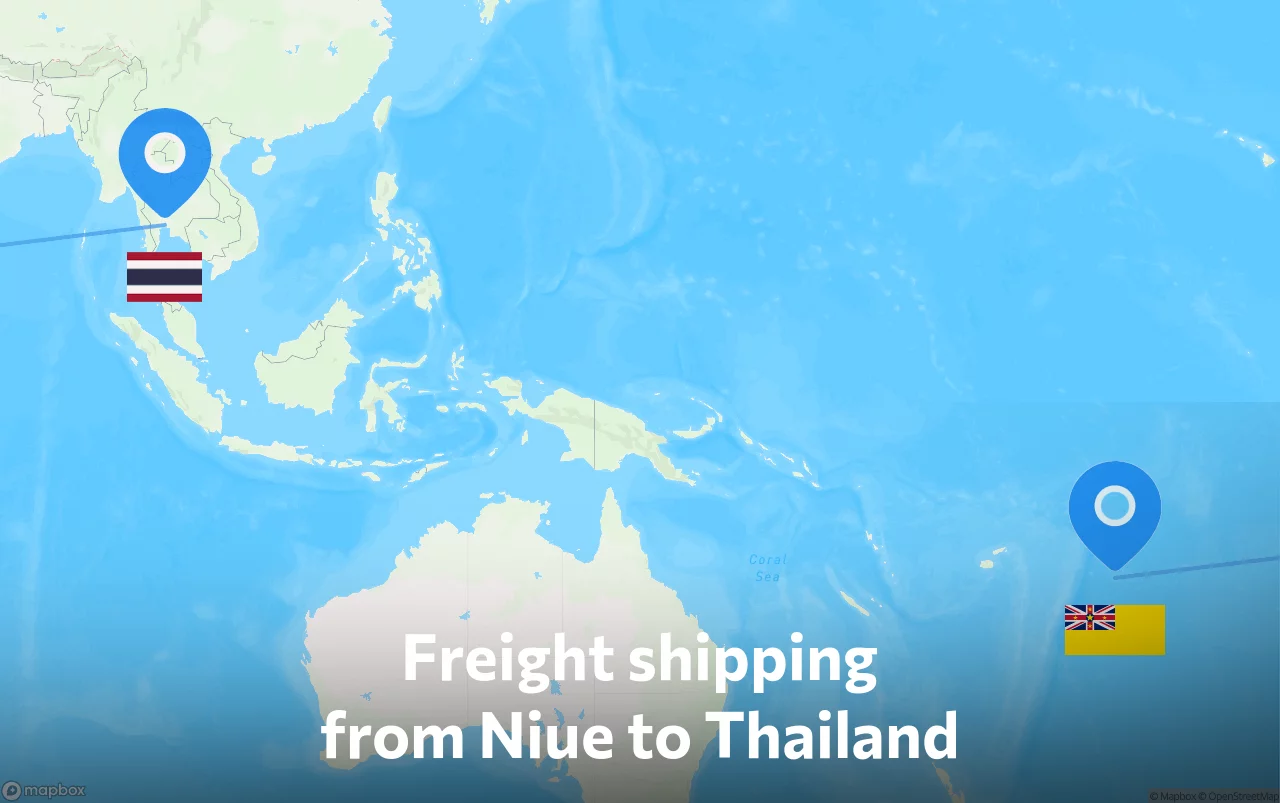 Shipping route from Niue to Thailand