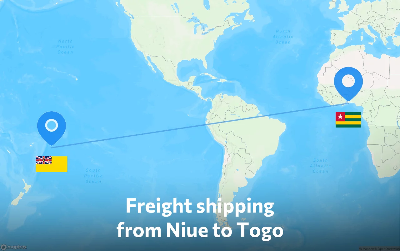 Shipping route from Niue to Togo