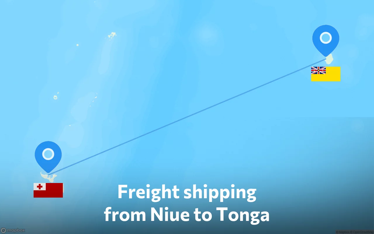 Shipping route from Niue to Tonga