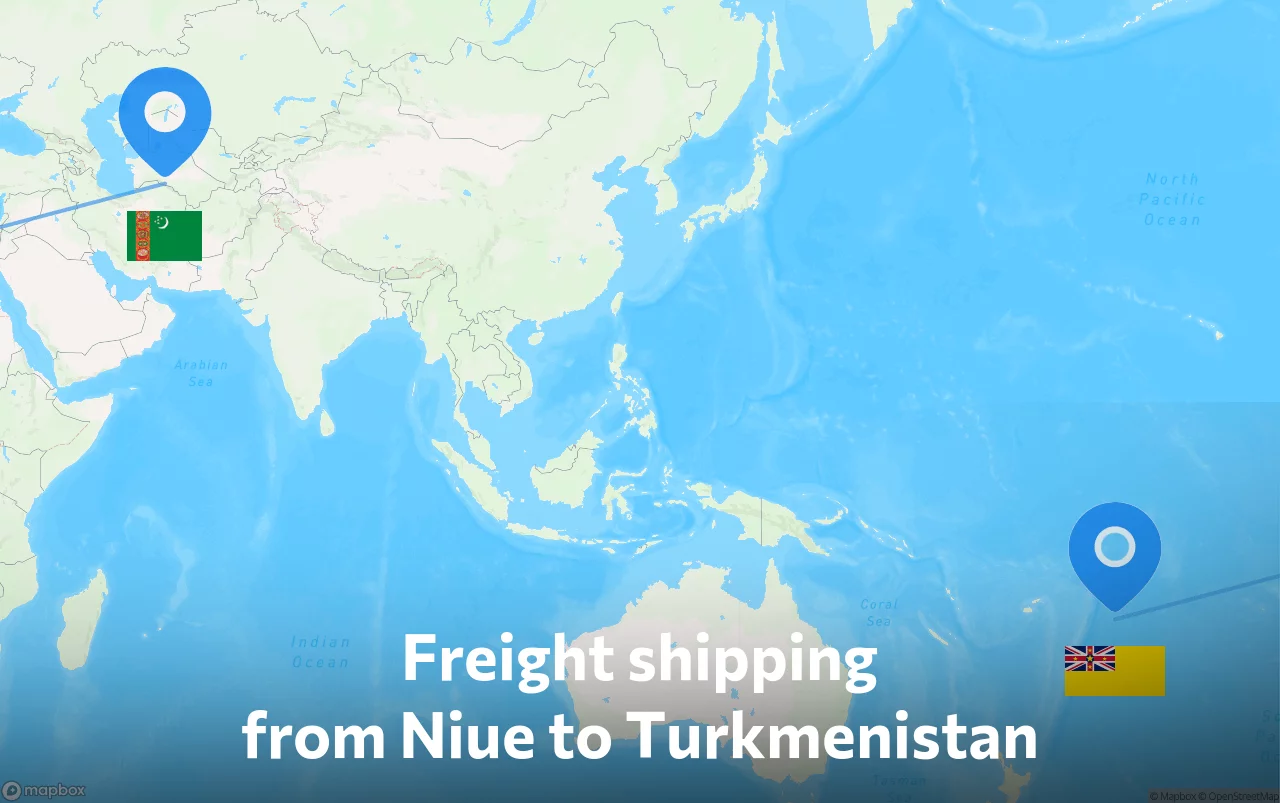 Shipping route from Niue to Turkmenistan