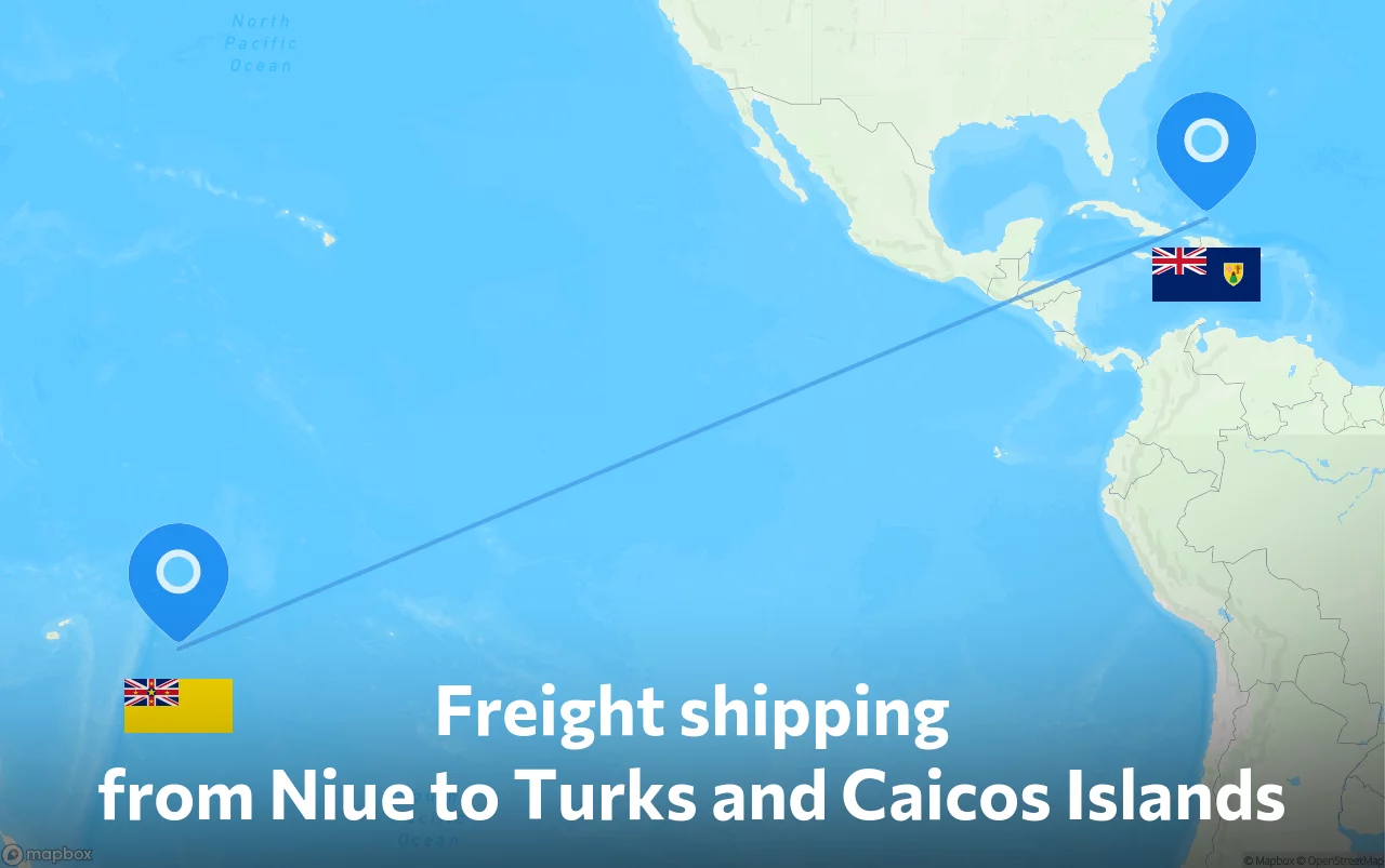 Shipping route from Niue to Turks and Caicos Islands