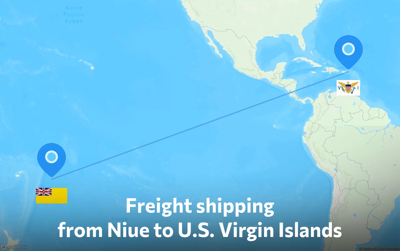 Shipping route from Niue to U.S. Virgin Islands