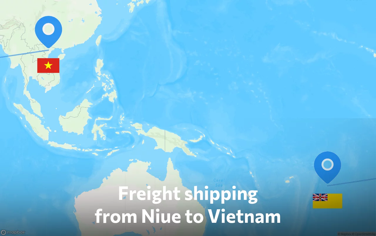 Shipping route from Niue to Vietnam