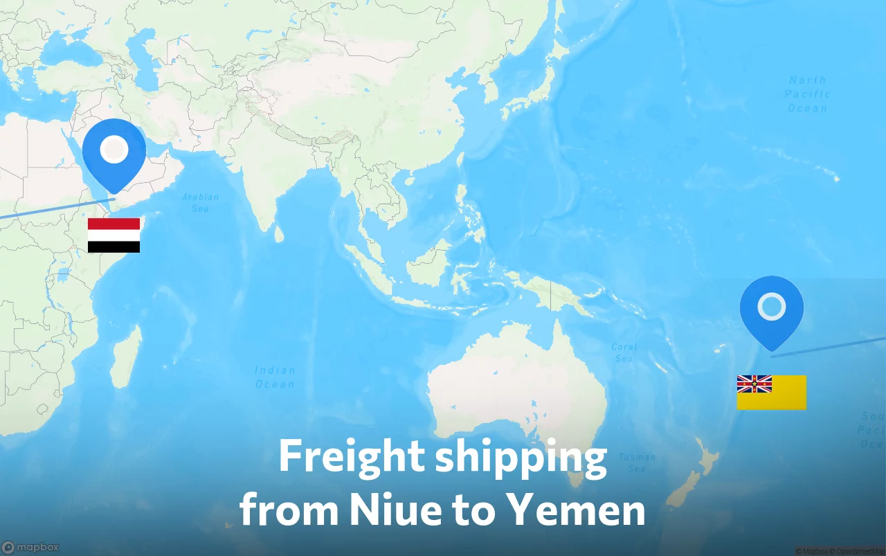 Shipping route from Niue to Yemen