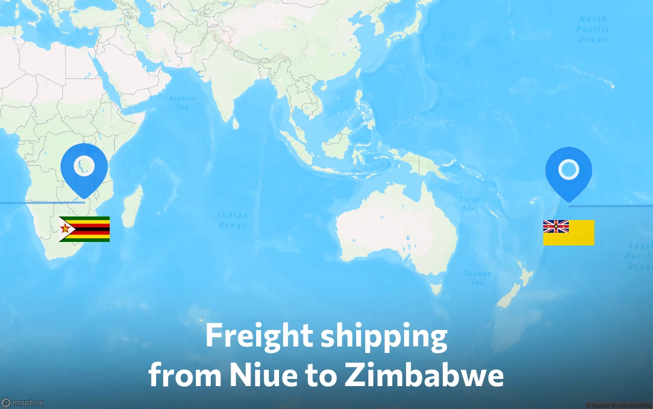 Shipping route from Niue to Zimbabwe