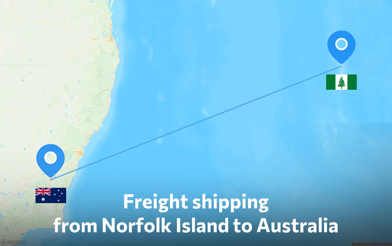 Shipping route from Norfolk Island to Australia