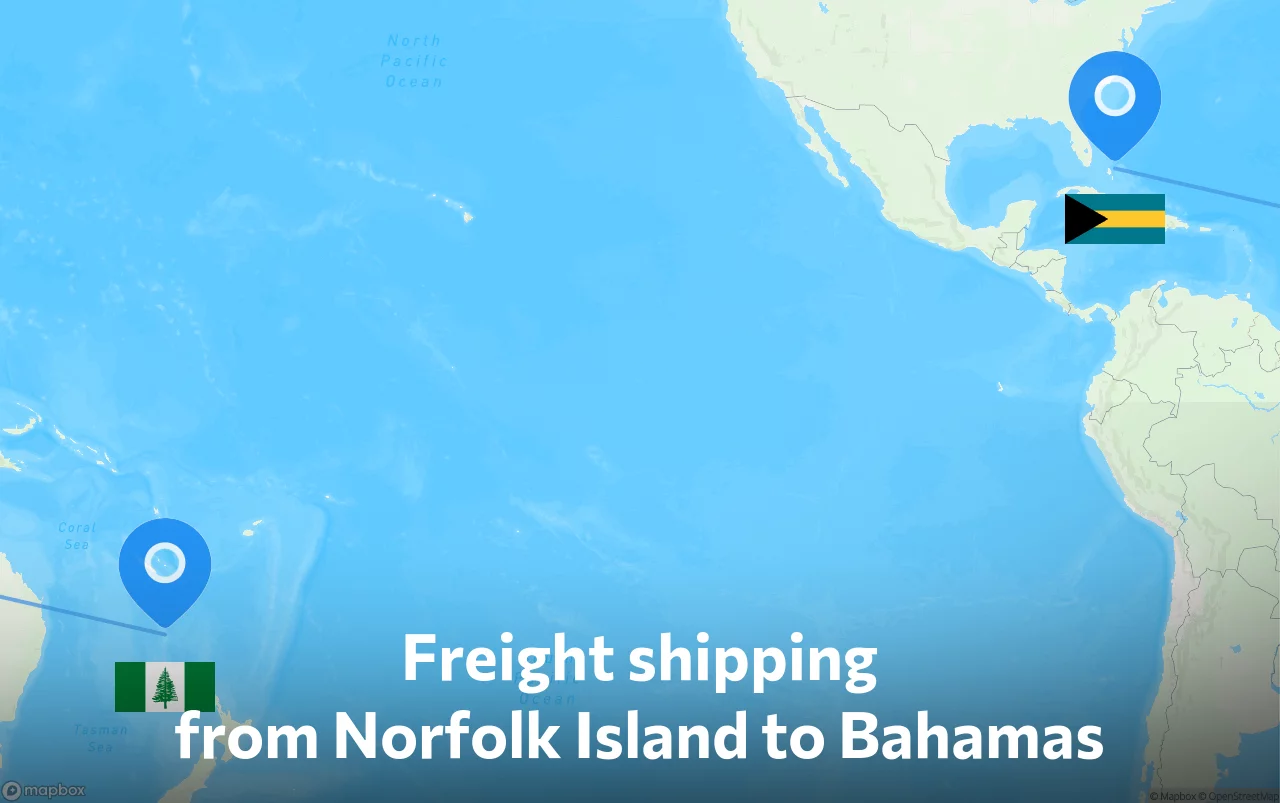 Shipping route from Norfolk Island to Bahamas