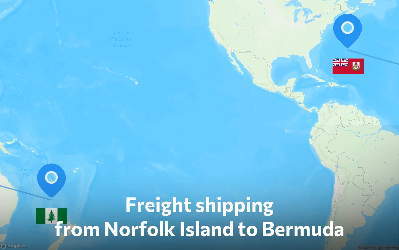 Shipping route from Norfolk Island to Bermuda