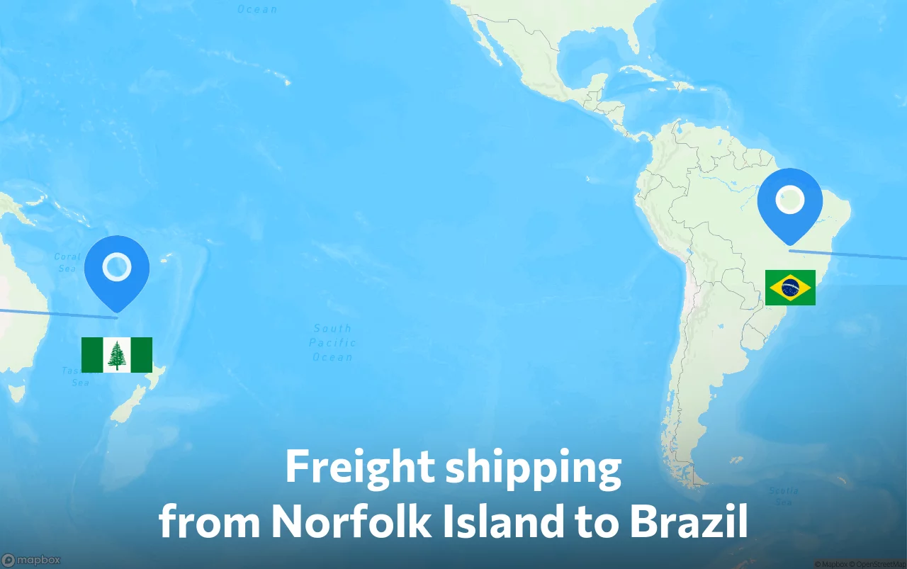 Shipping route from Norfolk Island to Brazil