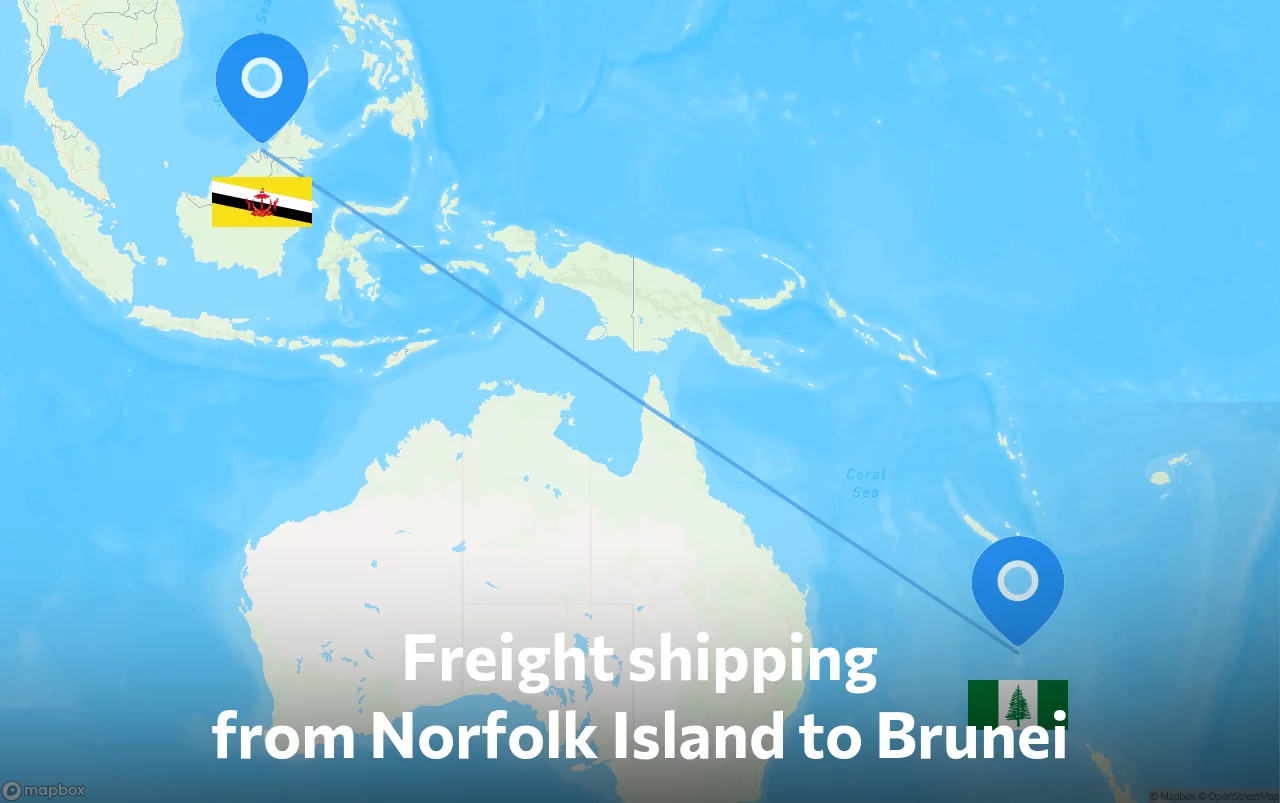 Shipping route from Norfolk Island to Brunei