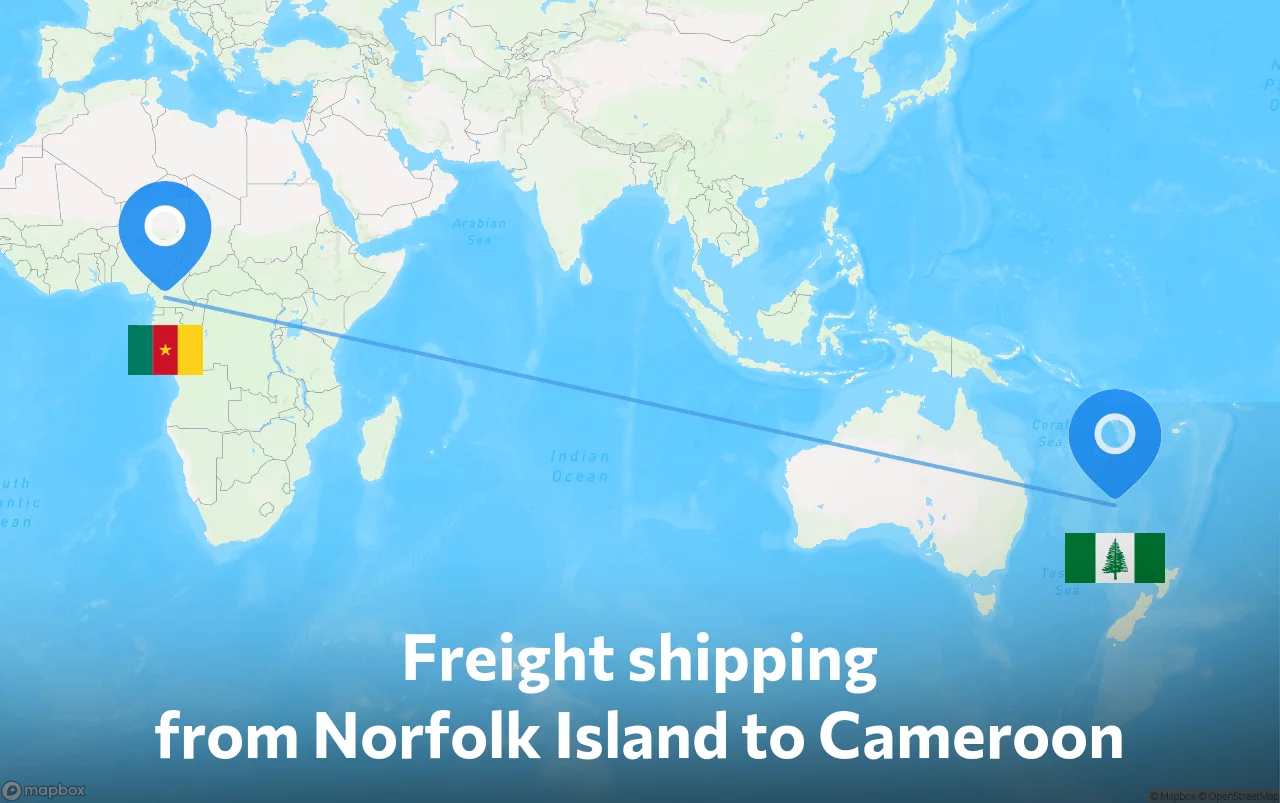 Shipping route from Norfolk Island to Cameroon