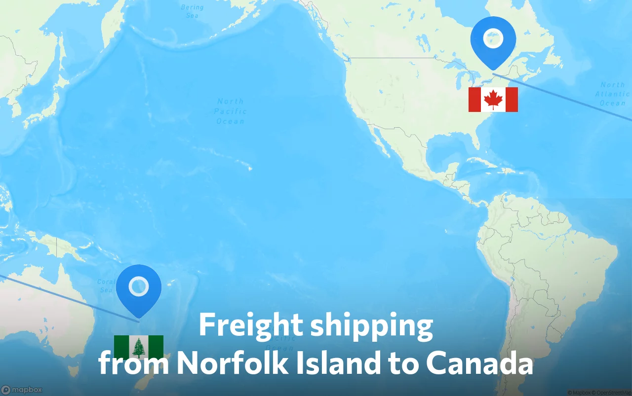 Shipping route from Norfolk Island to Canada