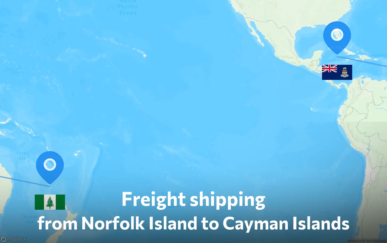 Shipping route from Norfolk Island to Cayman Islands