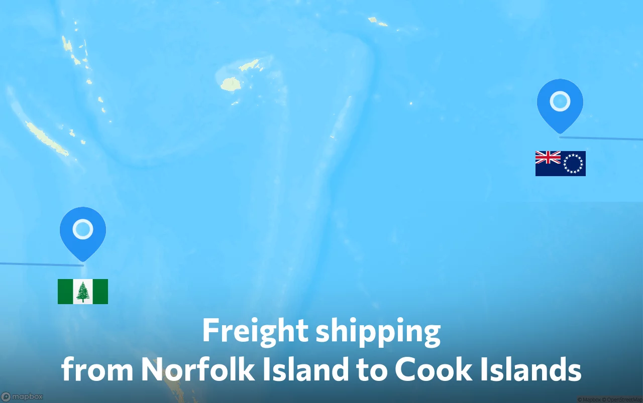 Shipping route from Norfolk Island to Cook Islands