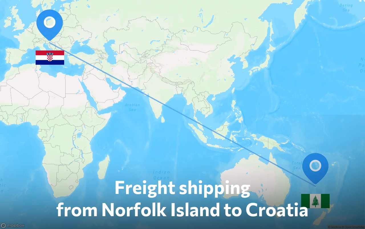 Shipping route from Norfolk Island to Croatia