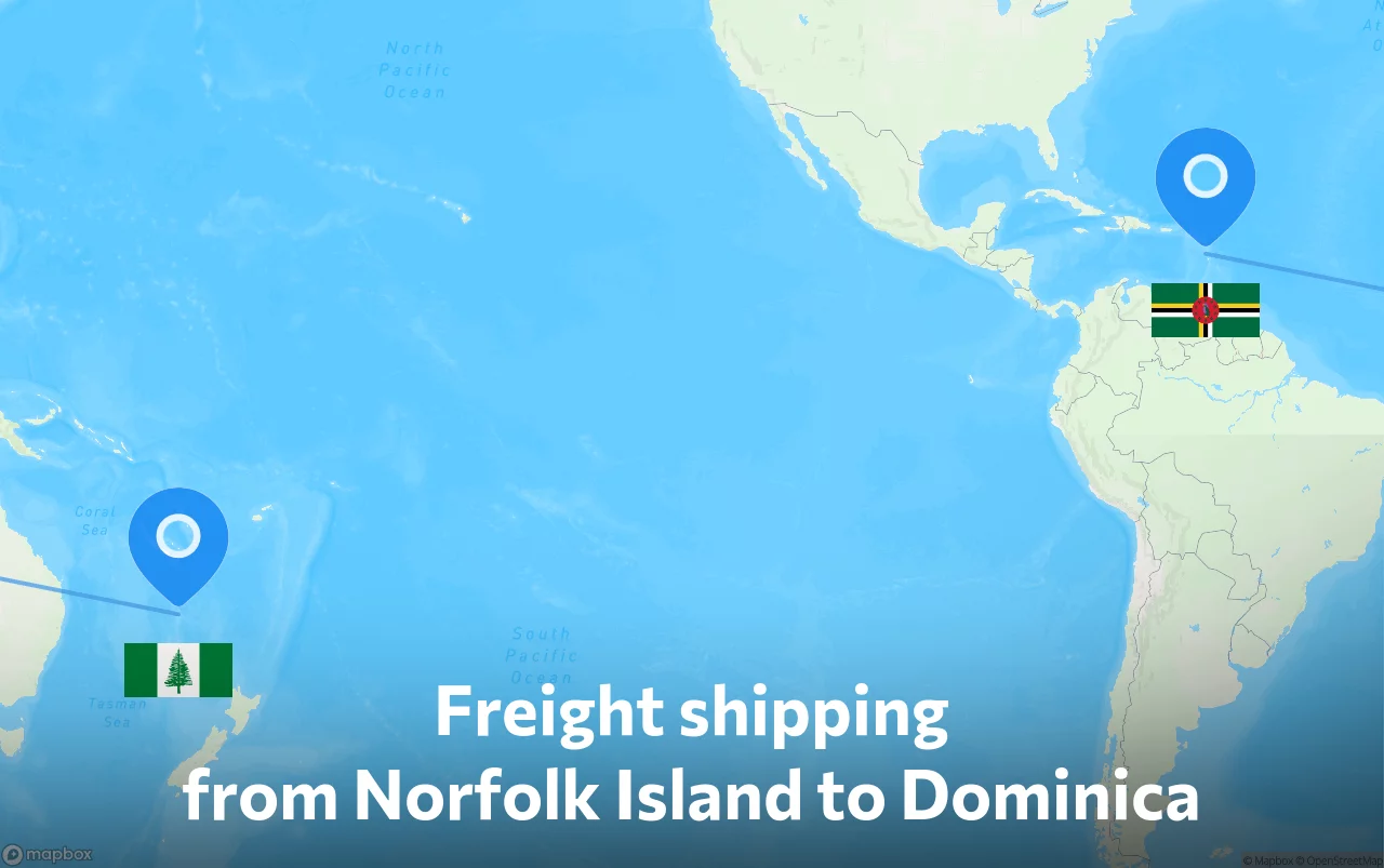 Shipping route from Norfolk Island to Dominica