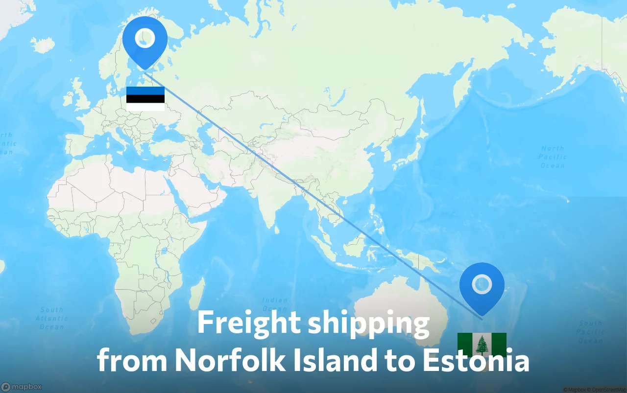 Shipping route from Norfolk Island to Estonia