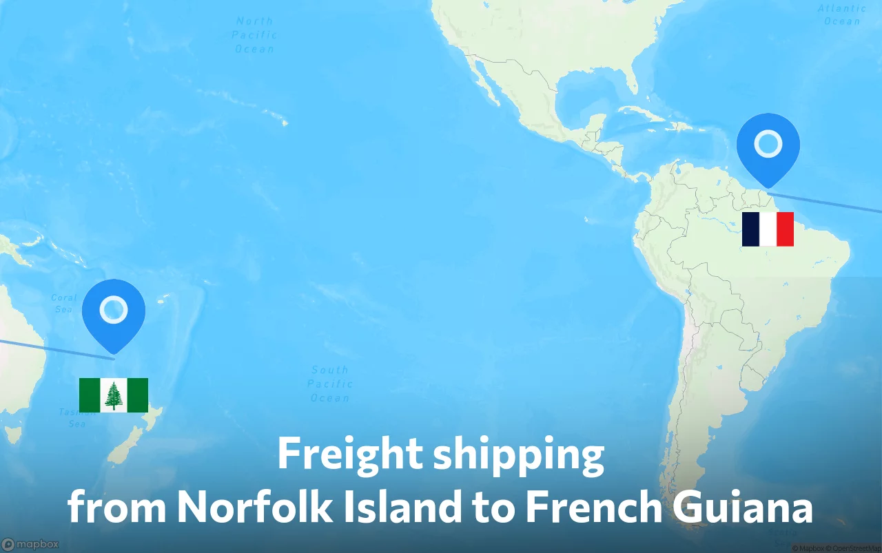 Shipping route from Norfolk Island to French Guiana