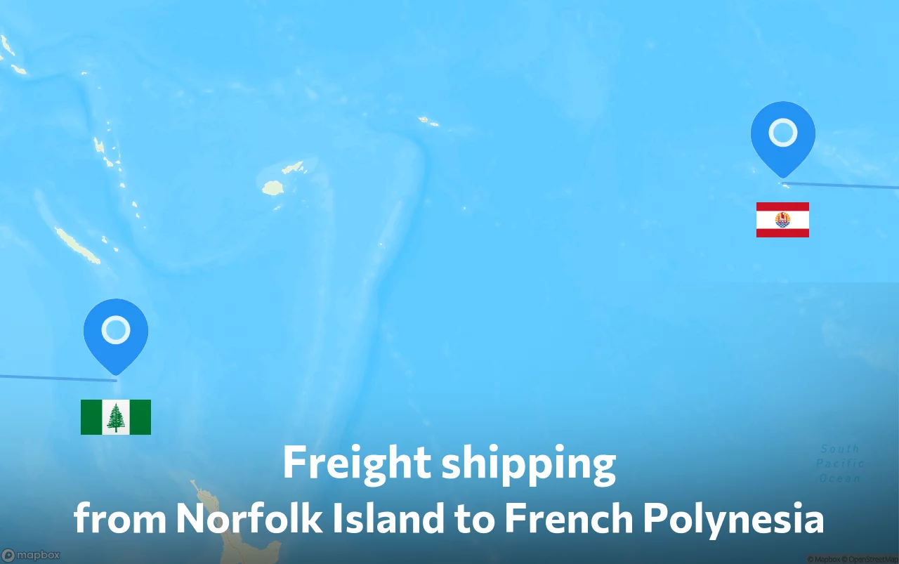 Shipping route from Norfolk Island to French Polynesia