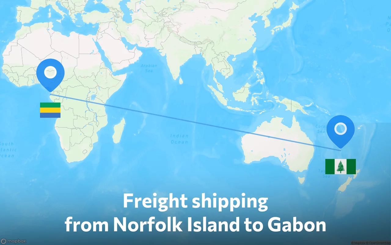 Shipping route from Norfolk Island to Gabon