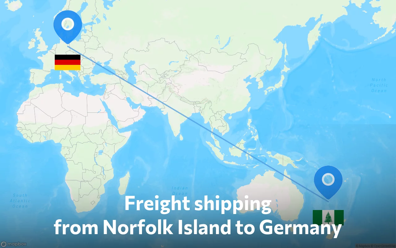 Shipping route from Norfolk Island to Germany