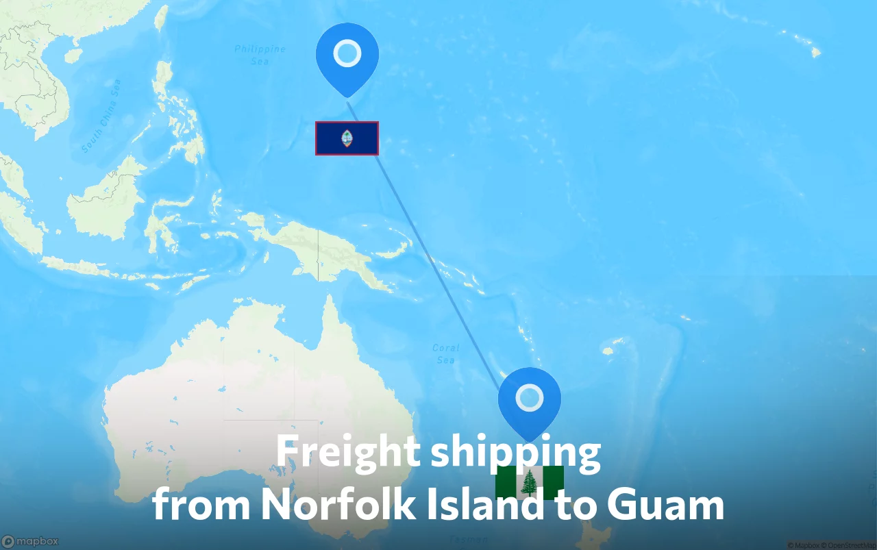 Shipping route from Norfolk Island to Guam