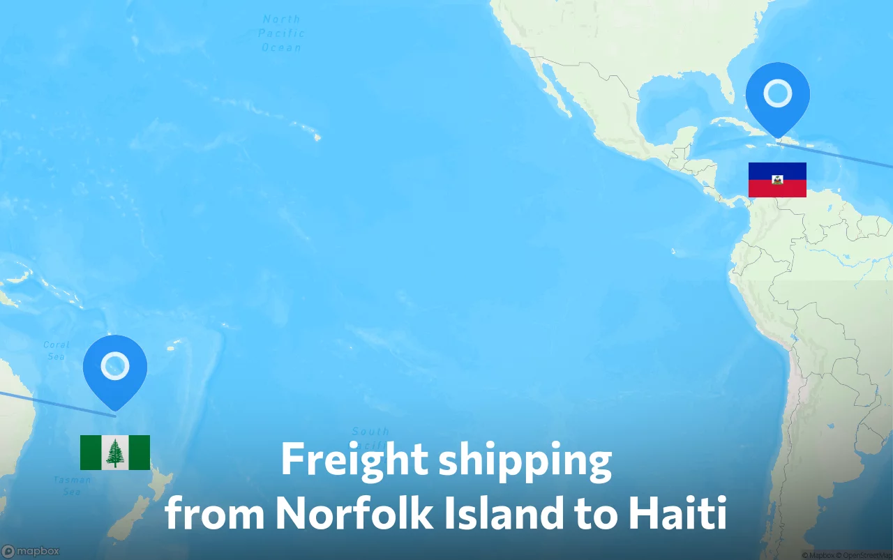 Shipping route from Norfolk Island to Haiti