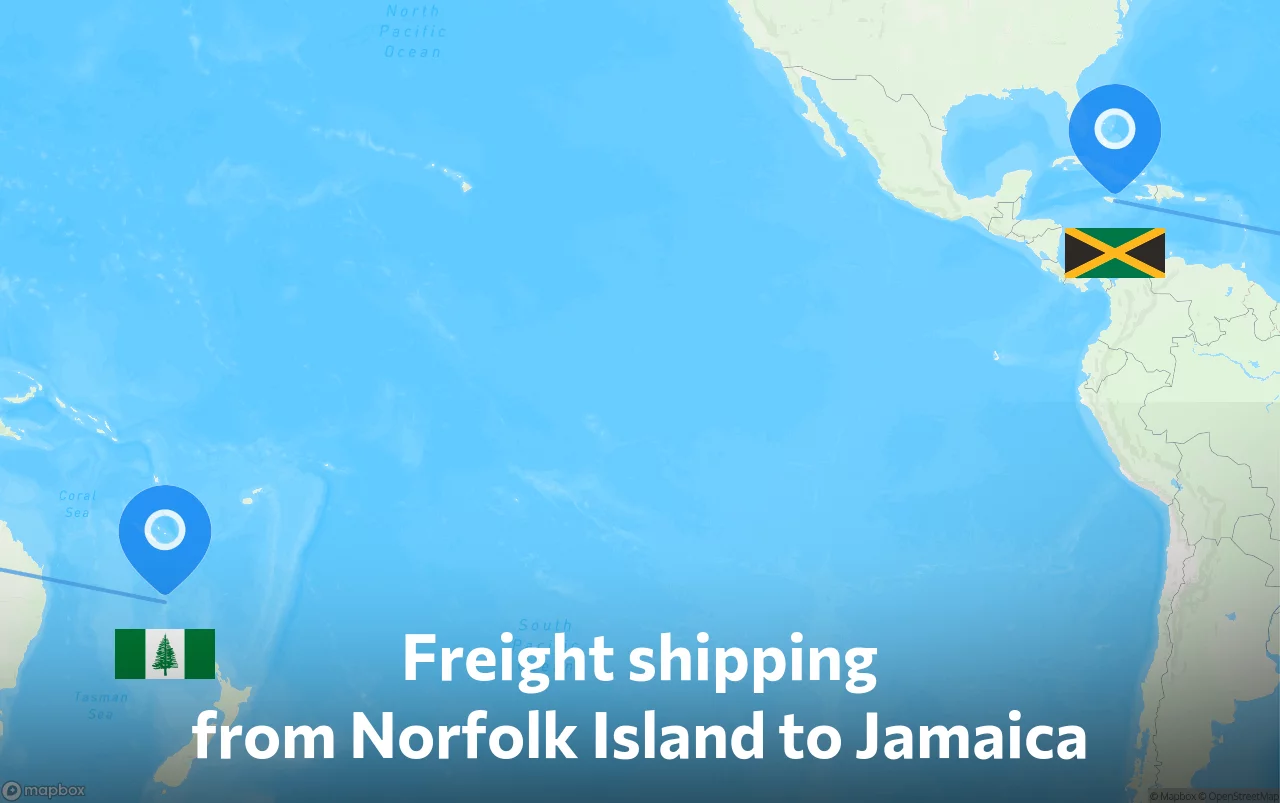 Shipping route from Norfolk Island to Jamaica