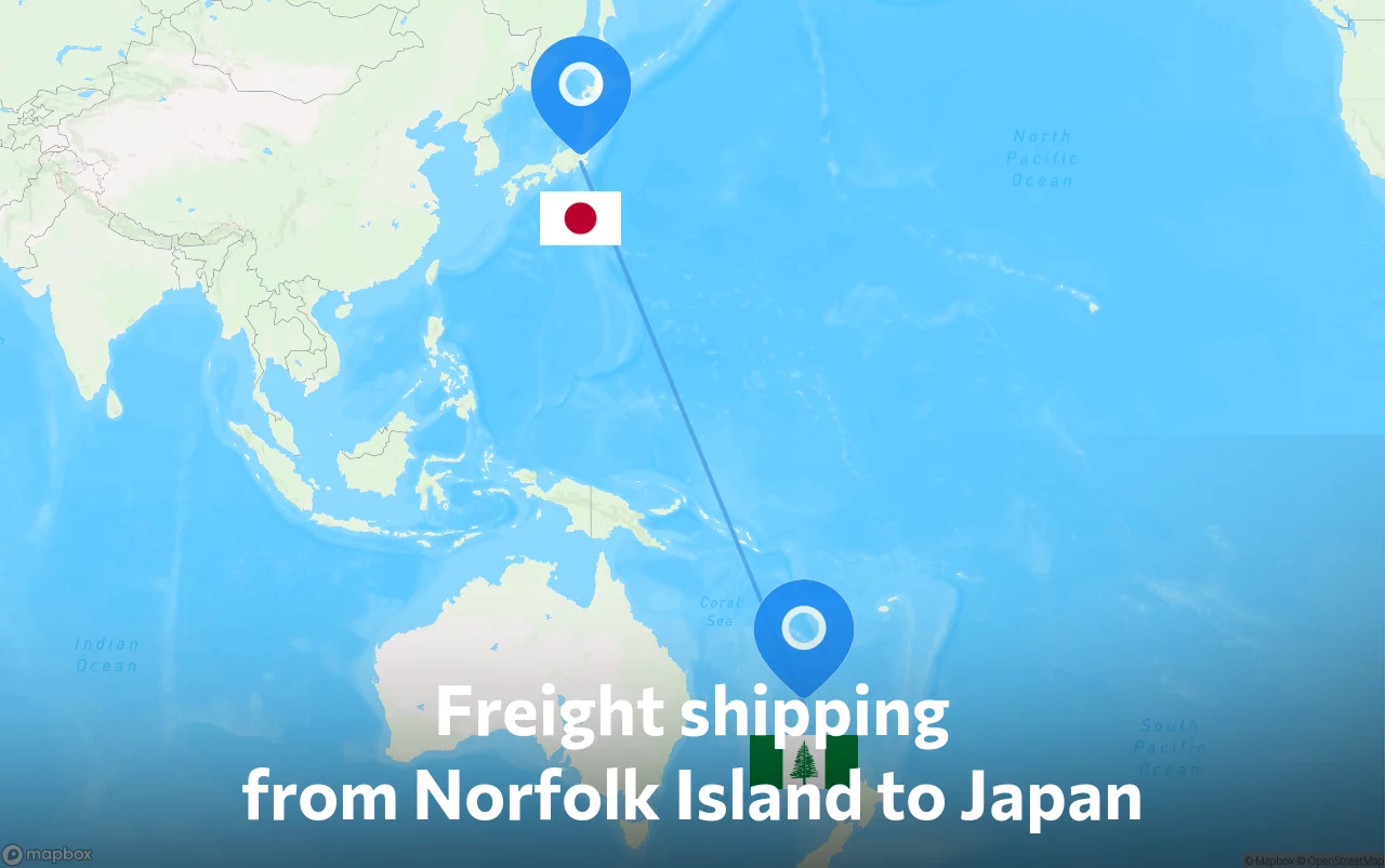 Shipping route from Norfolk Island to Japan