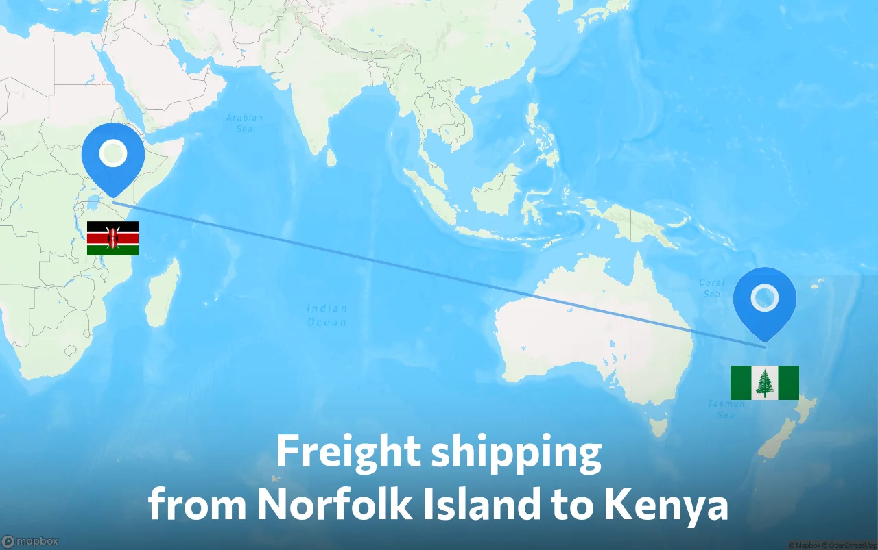 Shipping route from Norfolk Island to Kenya